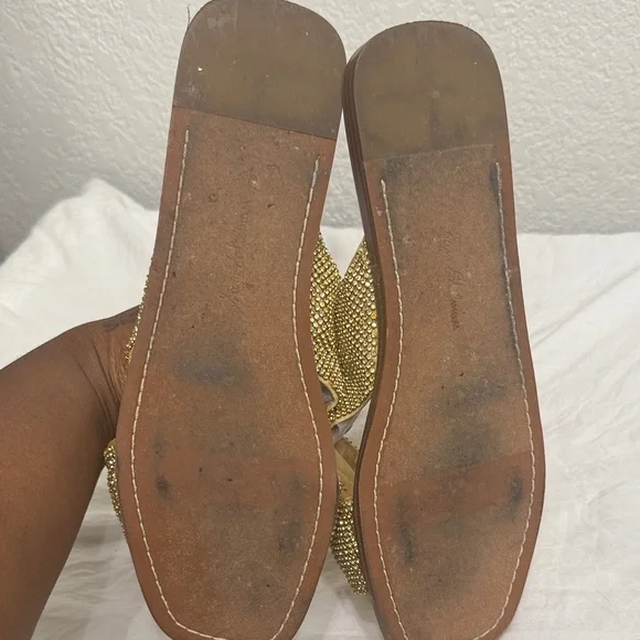 Sam Edelman knotted Gold Crystal Slide Sandals 9.5 issie - Picture 5 of 10